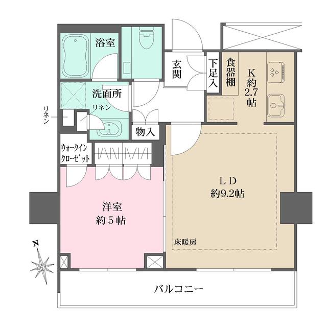 ザ・レジデンス四谷ガーデン(1LDK/4階)の間取り写真