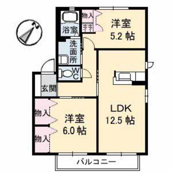 フレベールメゾンK(2LDK/2階)の間取り写真