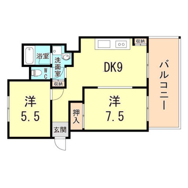 桜台ハイツ1号棟(2DK/4階)の間取り写真