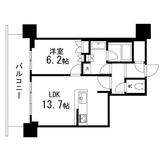 ザ・レジデンス一番町(1LDK/13階)の間取り写真