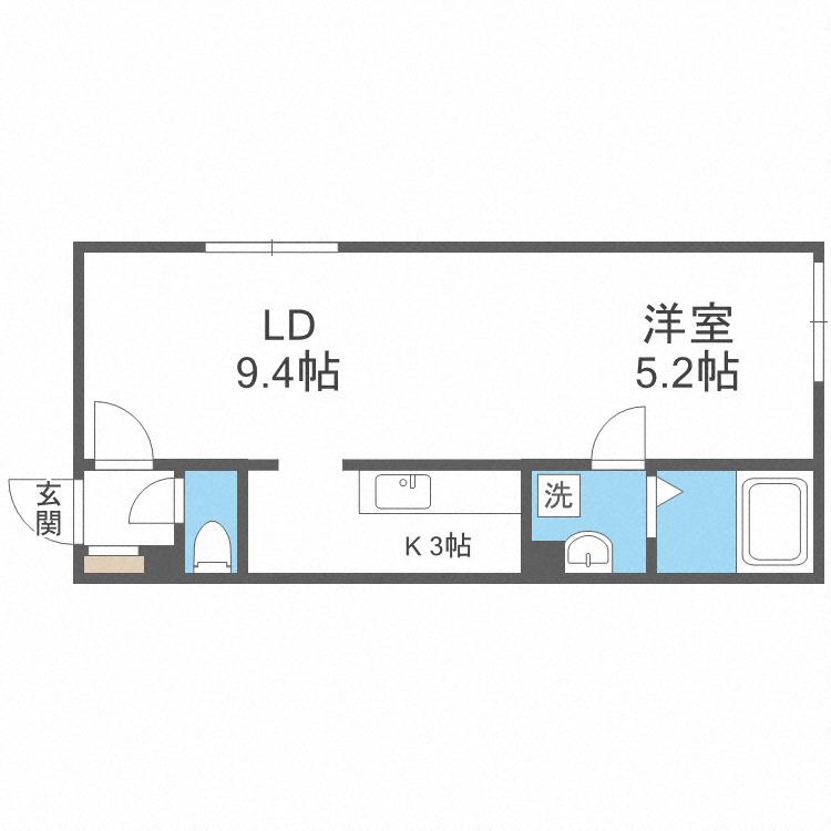 ユニエトワール札幌北9条(1LDK/2階)の間取り写真