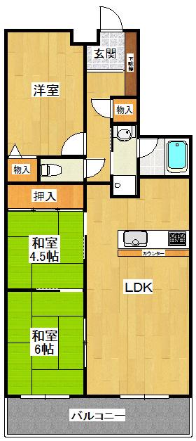 サンテ東甲子園(3LDK/2階)の間取り写真