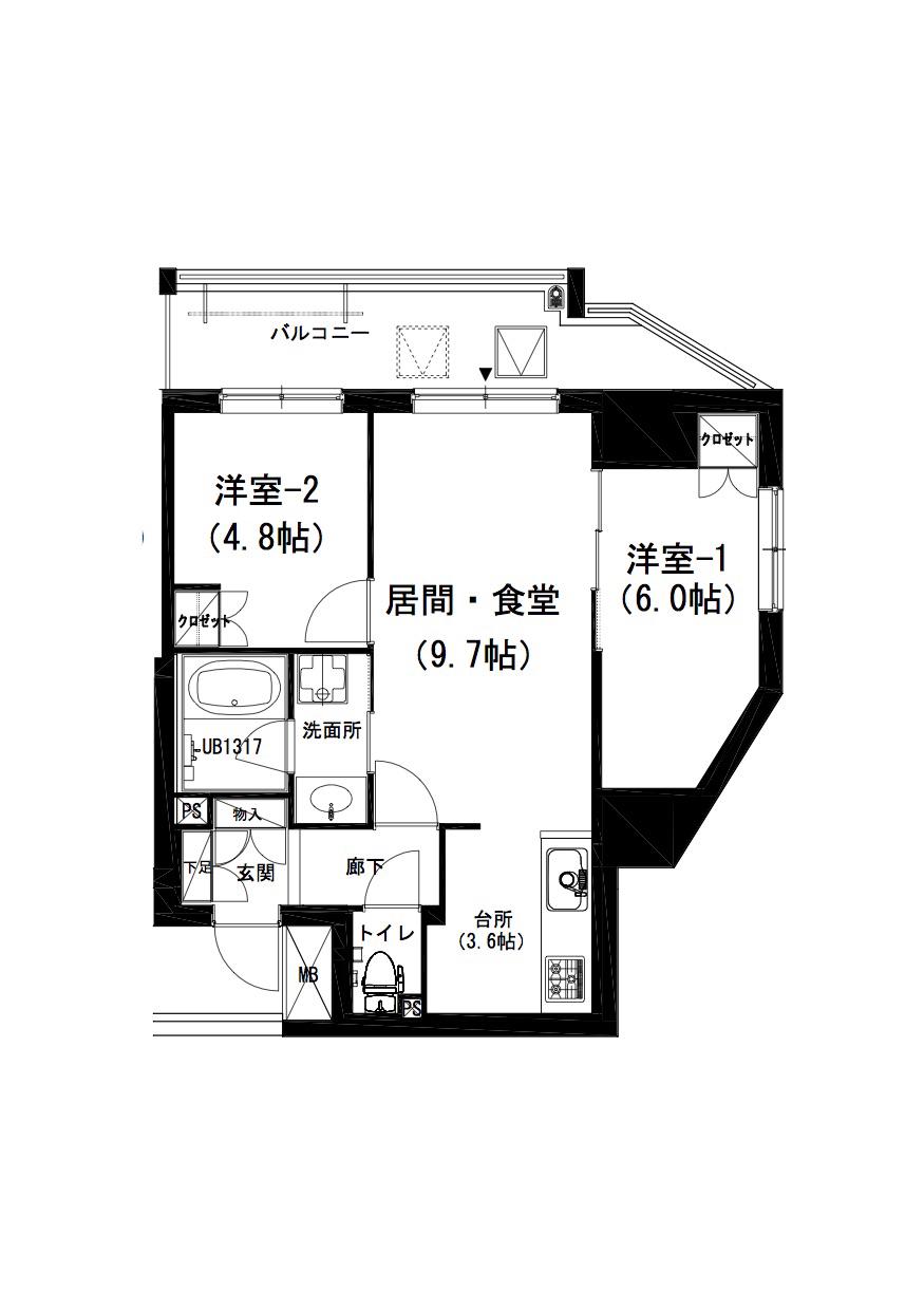 イズム栄町(2LDK/3階)の間取り写真
