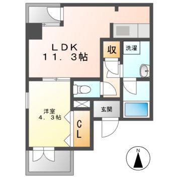 地下鉄東山線 今池駅(愛知) 徒歩6分 8階建 築24年(1LDK/2階)の間取り写真