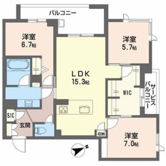 アルテーヌ浜寺元町(3LDK/3階)の間取り写真