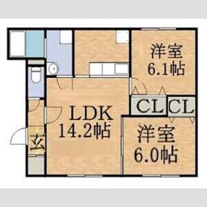 ブライトハウスII(2LDK/2階)の間取り写真