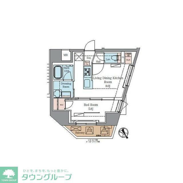 ラグゼナ北千住II(1LDK/6階)の間取り写真