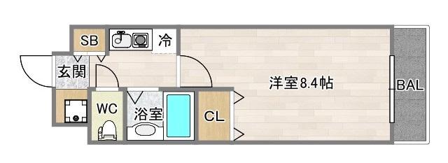 リベルター(1K/5階)の間取り写真