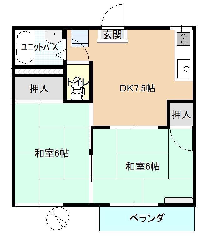 王子サンハイツC(2DK/1階)の間取り写真