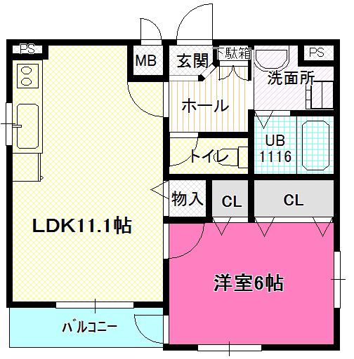 スタジオーネ(1LDK/3階)の間取り写真