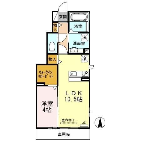 D-ROOM萩原(1LDK/1階)の間取り写真
