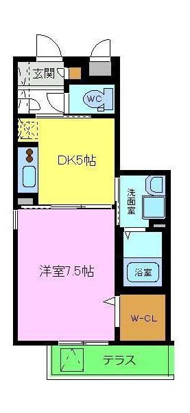 メゾンソレイユ(1DK/1階)の間取り写真
