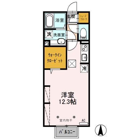 昭和町ソレイユ(ワンルーム/1階)の間取り写真
