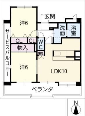 第2ガーデンヒルズ(2DK/3階)の間取り写真