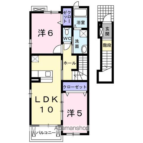 ラブリー・ゼファーA(2LDK/2階)の間取り写真