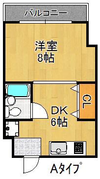 ハイツ桃山(1DK/2階)の間取り写真