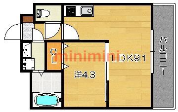 メゾンプレジール(1LDK/2階)の間取り写真