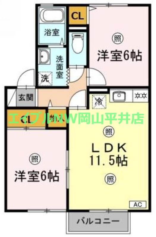 第2母恩(2LDK/2階)の間取り写真