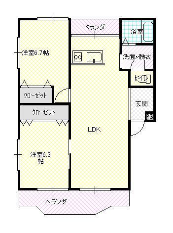 ドレッセ吉原(2LDK/2階)の間取り写真