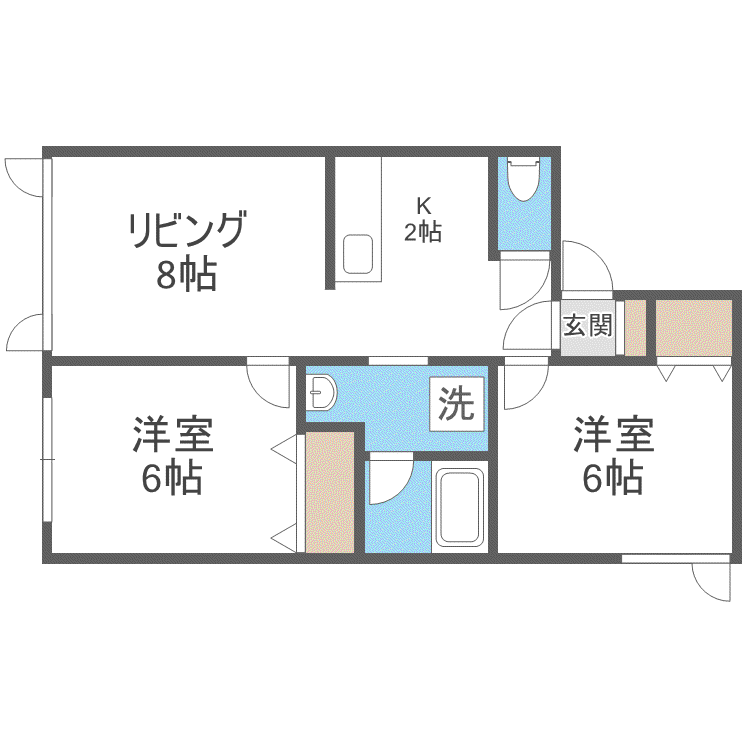 ランドマーク21(2LDK/2階)の間取り写真