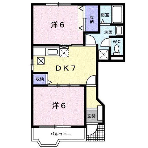 ブルーム・ミヤケ(2DK/1階)の間取り写真
