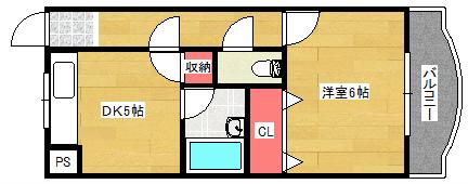 貴和ビル(1DK/5階)の間取り写真
