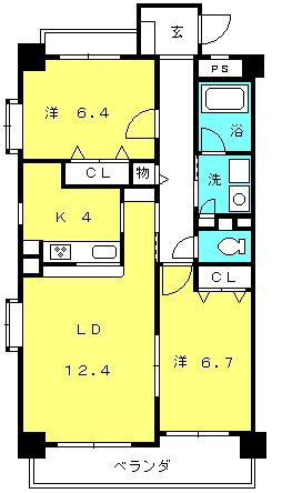 グランドソレーユ(2LDK/2階)の間取り写真