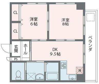 グランフロント東吉野(2DK/5階)の間取り写真