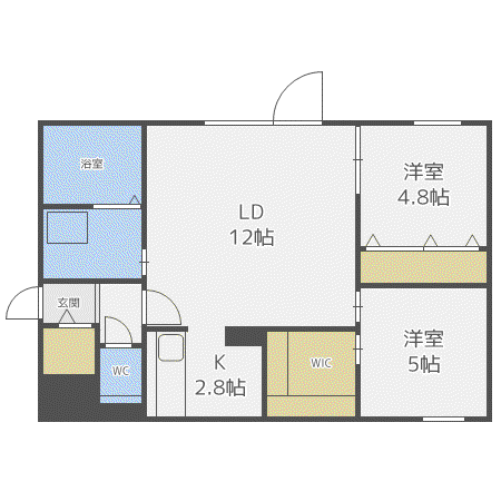ブルーイング本町(2LDK/4階)の間取り写真