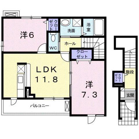 ナチュラルM A(2LDK/2階)の間取り写真