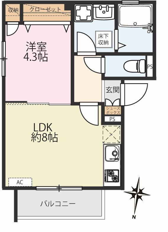 ル・ヴィラージュ北小岩(1LDK/1階)の間取り写真