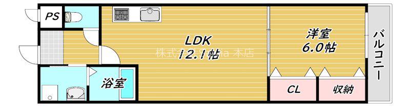 フジパレス堺もず(1LDK/2階)の間取り写真