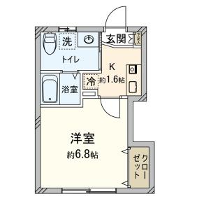 KUREHA上新城(1K/2階)の間取り写真