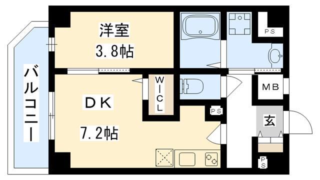 クレールフォレスタ(1DK/1階)の間取り写真