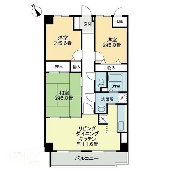 ツインパレスK(3LDK/1階)の間取り写真