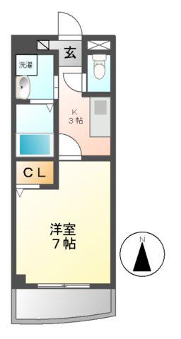 ワピタ名駅(1K/3階)の間取り写真