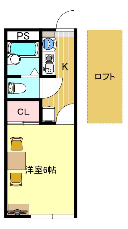 BELLEVUEⅡ(1SK/2階)の間取り写真