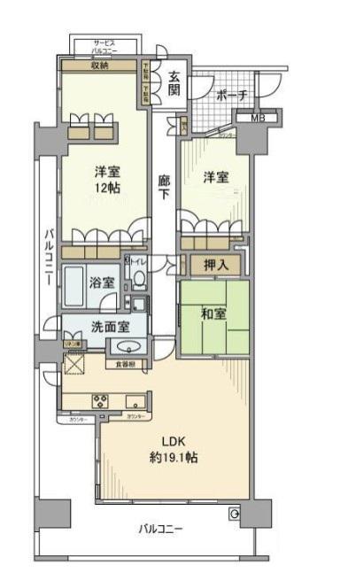 グランシーズン相模大野(3LDK/2階)の間取り写真