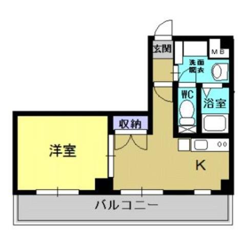スプリングハイム(1DK/3階)の間取り写真