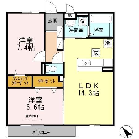 メゾンドォール・サライ(2LDK/1階)の間取り写真