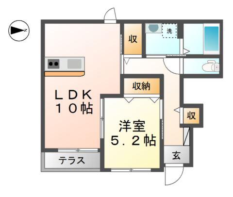たけのこハイム(1LDK/1階)の間取り写真