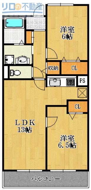 グリーンコート西田(2LDK/3階)の間取り写真