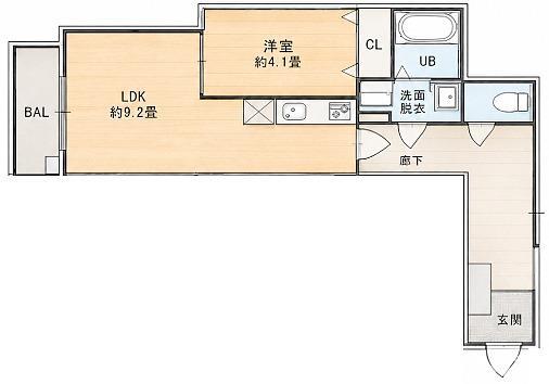 リテラス光善寺(1LDK/1階)の間取り写真