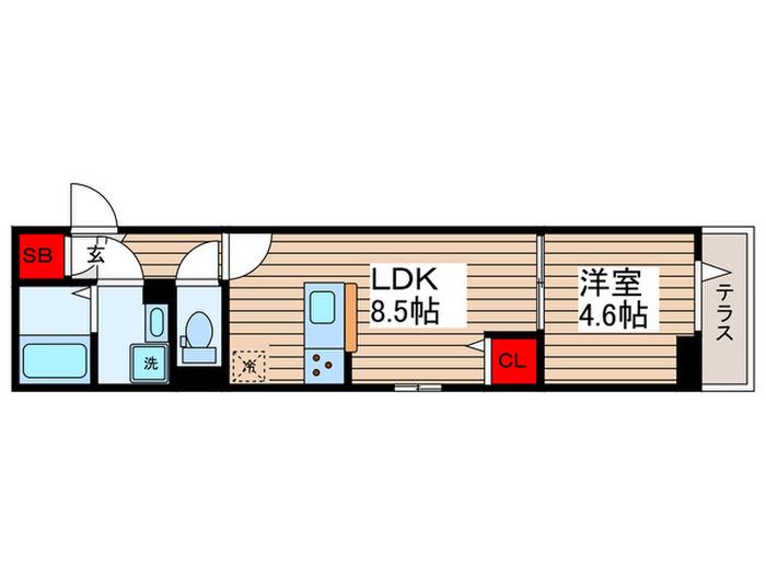 ルリアン北小岩II(1LDK/1階)の間取り写真