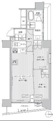 ヒューリックレジデンス新御茶ノ水(2LDK/12階)の間取り写真