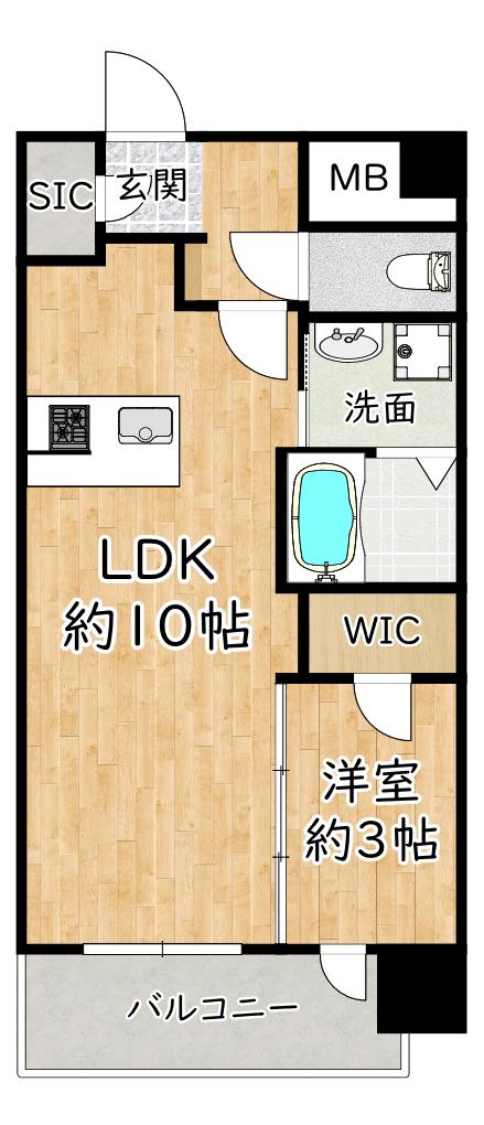 レジュールアッシュ塚本レジデンス(1LDK/9階)の間取り写真