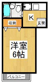 サンライフ甲田(1K/1階)の間取り写真
