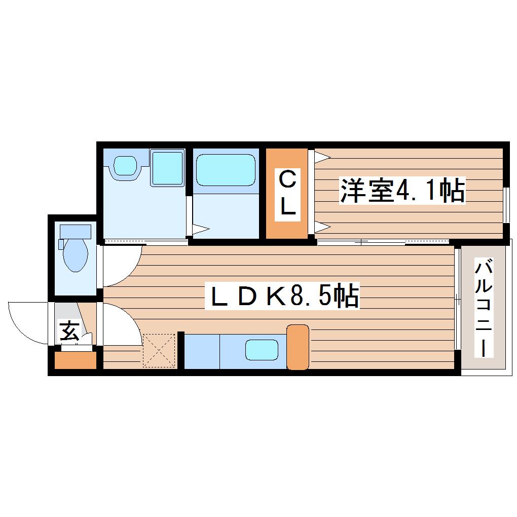STORK(1LDK/1階)の間取り写真