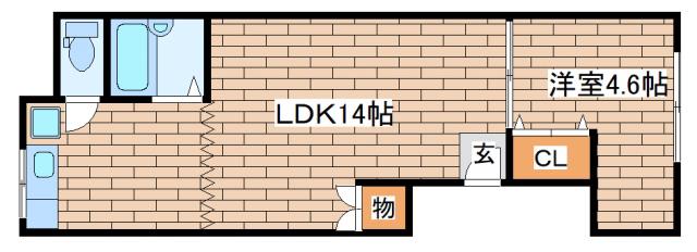 原マンション(1LDK/2階)の間取り写真