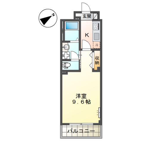 西区五才美町マンション(1K/3階)の間取り写真